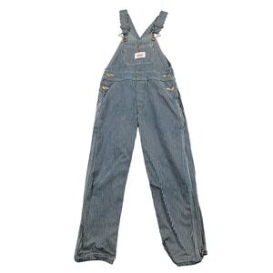 Round House Overalls Kids Size 8 Blue Hickory Stripe Denim Bib Dungarees